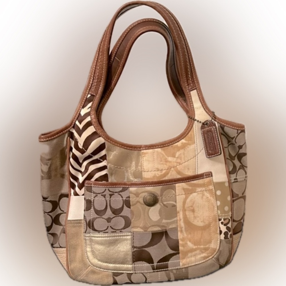Coach Patchwork Tote Bag - Brown and Tan